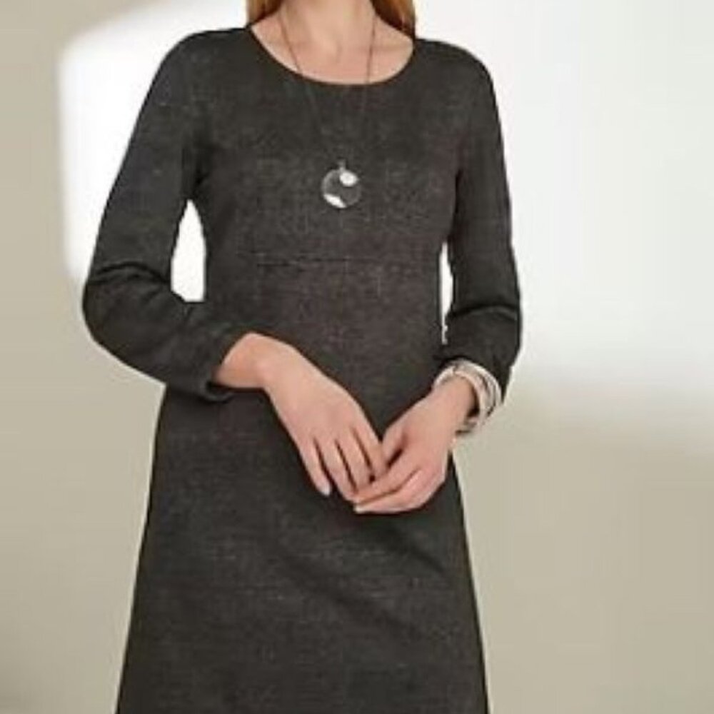 NWT J. Jill Wearever Dress M Charcoal Black Plaid